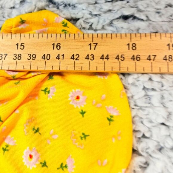 Trixxi Fit & Flare Floral Smocked Mini Midi Capped Sleeves Yellow Women's Large - Picture 7 of 9